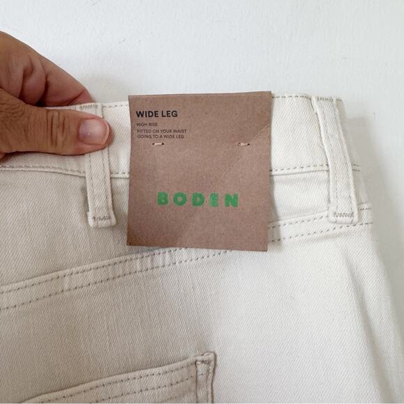 NWT Boden High Rise Wide Leg Jeans 33 X 30 Ecru Cream Off White - Picture 9 of 10